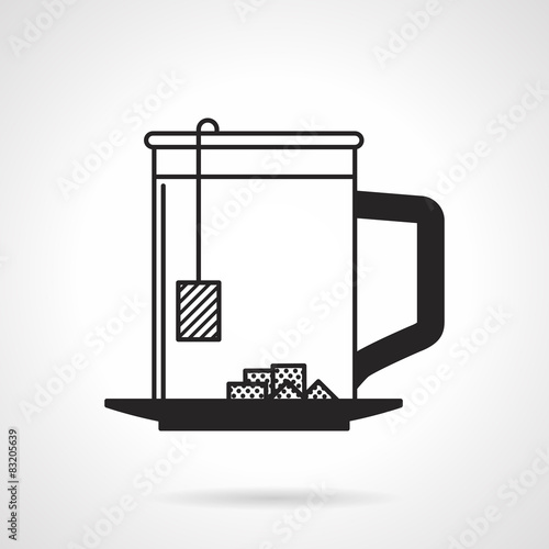 Tea cup with sugar black vector icon