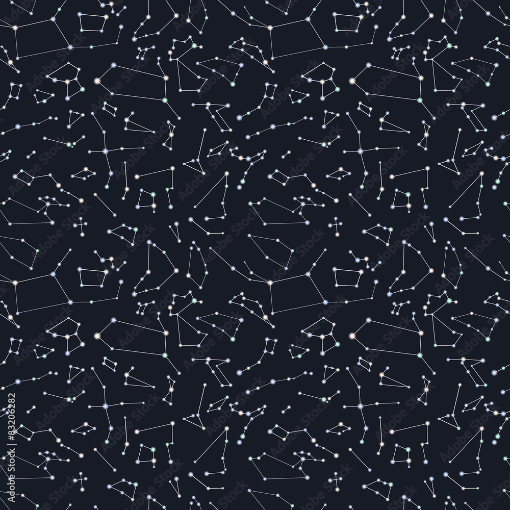 Constellations on dark background pattern