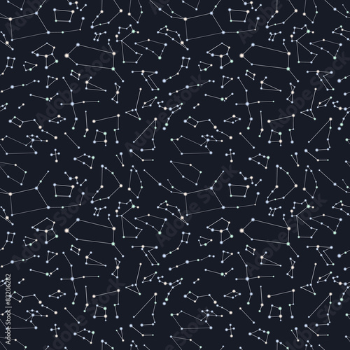 Constellations on dark background pattern
