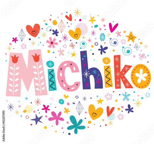 Michiko girls name decorative lettering type design