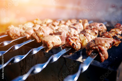 Grilling a delicious shashlik