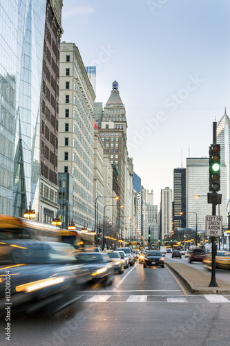 Traffic in Chicago city center, Illinois, USA