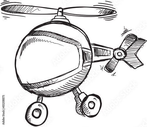 Doodle Sketch Helicopter Vector Illustration Art
