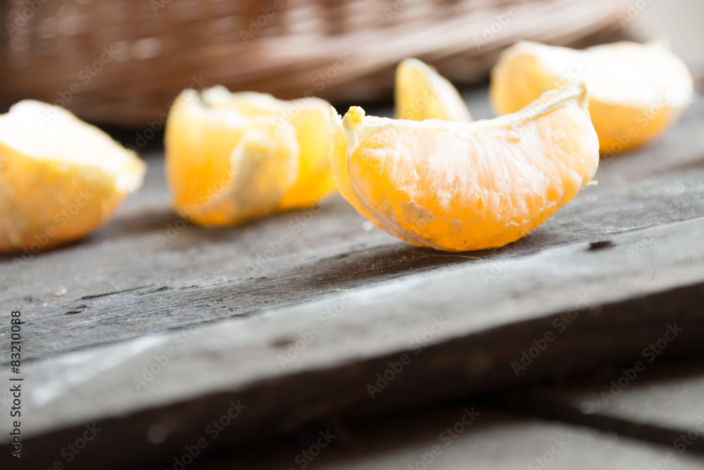 Sliced orange fruit segments