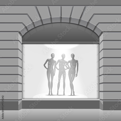 Clothing Shop Boutique Store Front with Mannequins