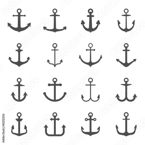 Vector anchor symbols or icons set