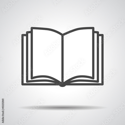 Black book icon isolated on grey background