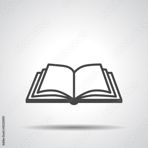 Open book vector icon on a grey background
