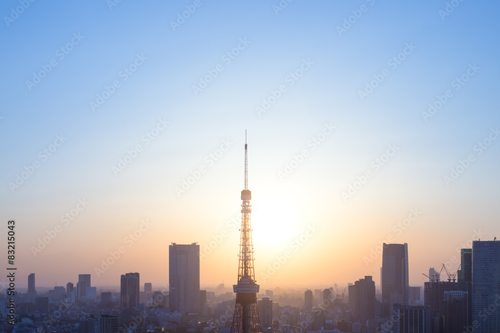 東京タワーと夕日