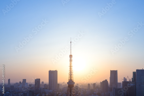 東京タワーと夕日