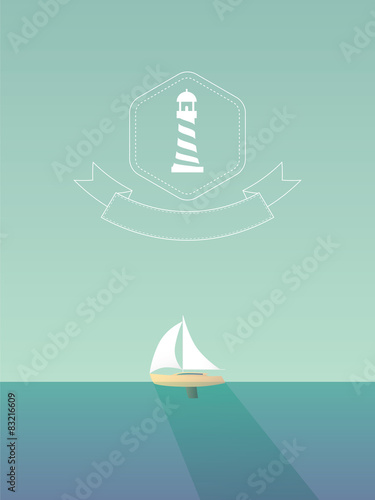 Yacht sailing in the sea. Traveling concept design with long