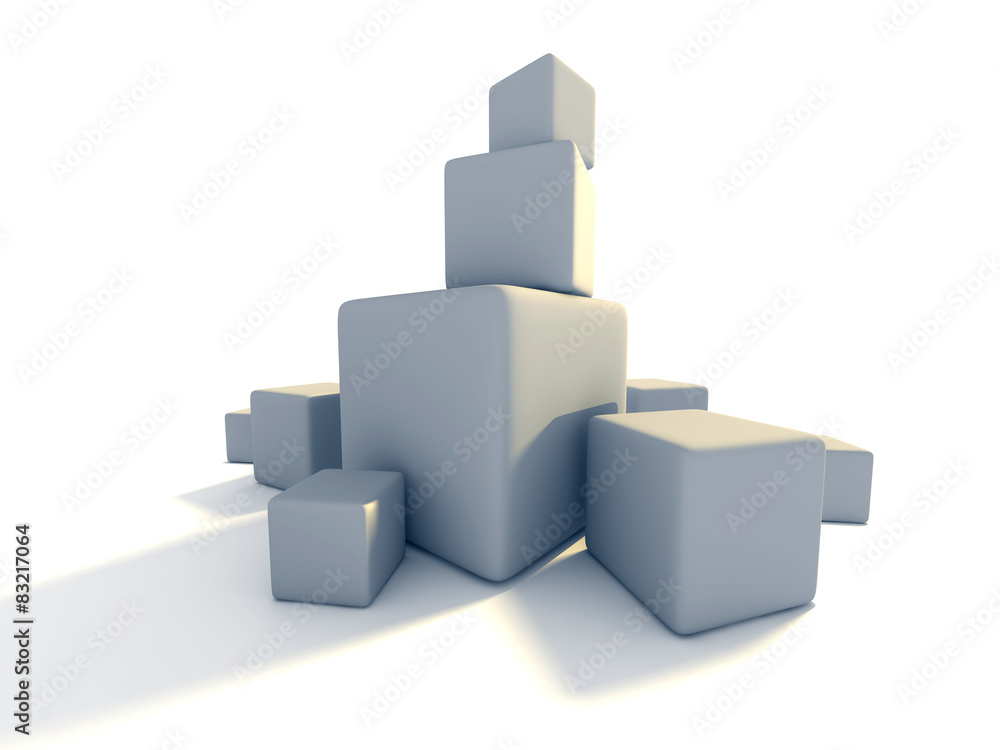 Several Blank White Block Cubes On White Background Several Blank White Block Cubes On White Background