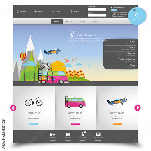 Vector website template for Tourism 