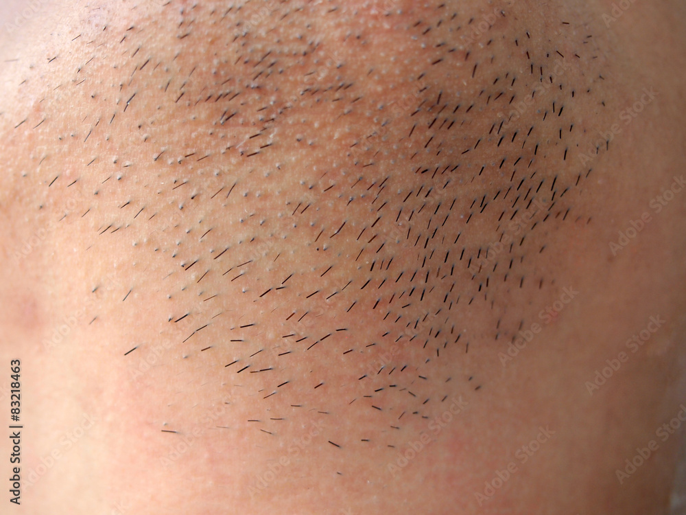 Naklejka premium Men's short beard and lips close up