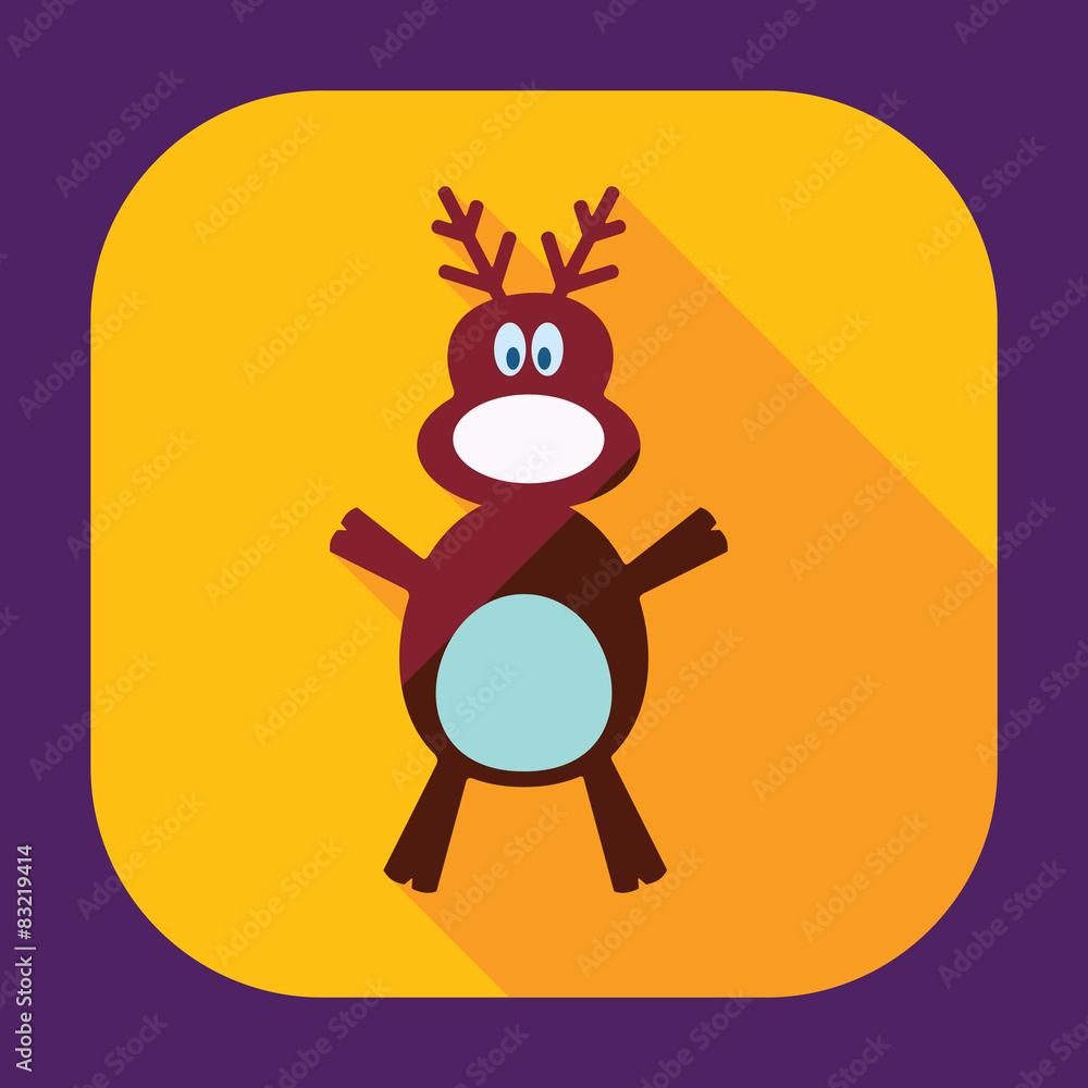 Flat modern design with shadow Christmas moose Flat modern design with shadow Christmas moose
