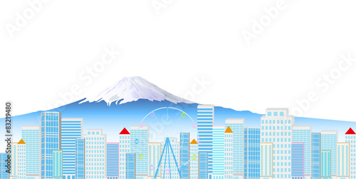 富士山　建物　背景
