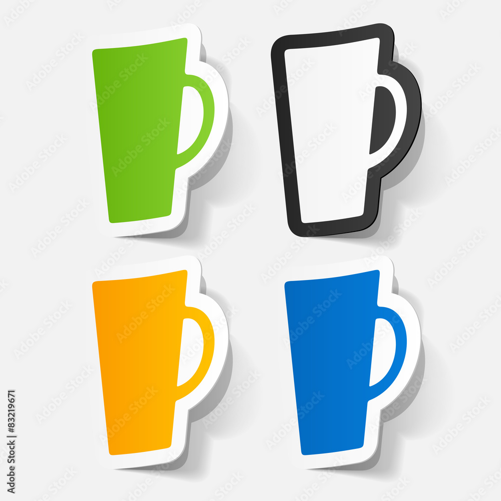 Paper clipped sticker: Coffee Cup Isolated Paper clipped sticker: Coffee Cup Isolated