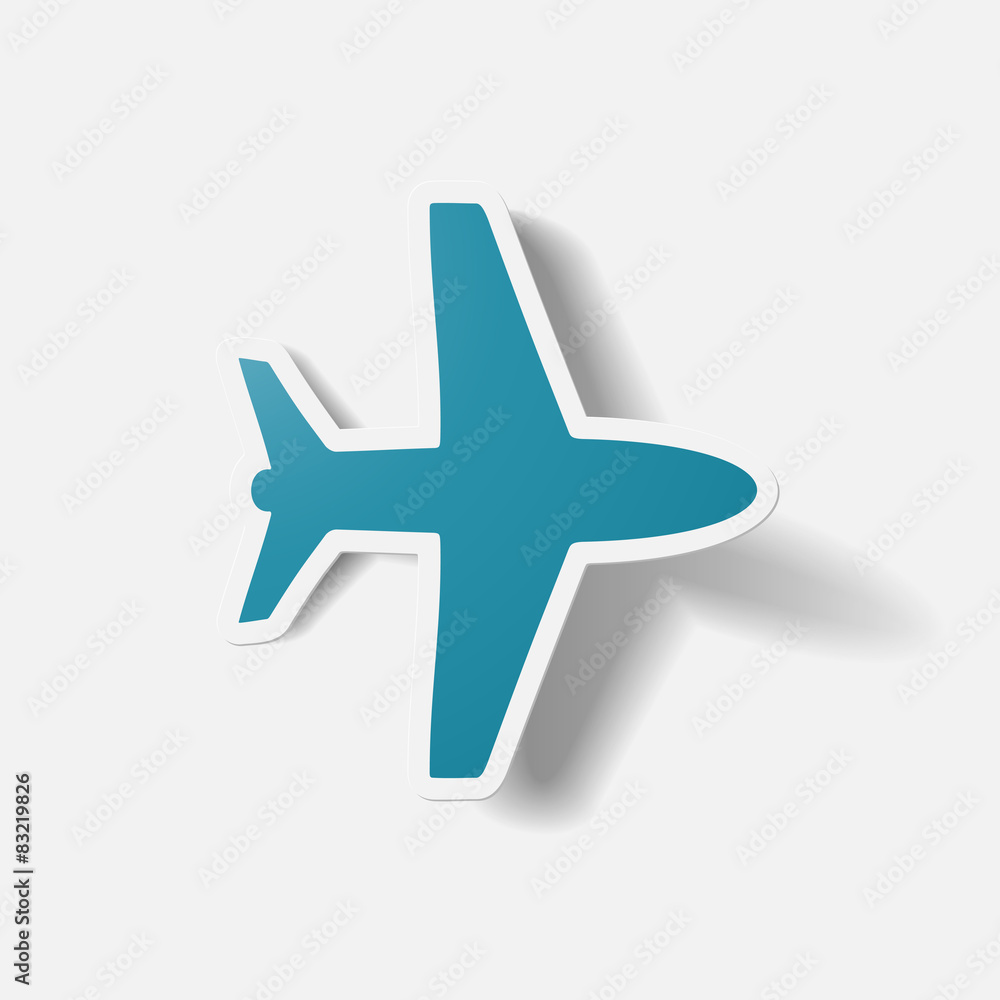 Fototapeta premium Paper clipped sticker: plane