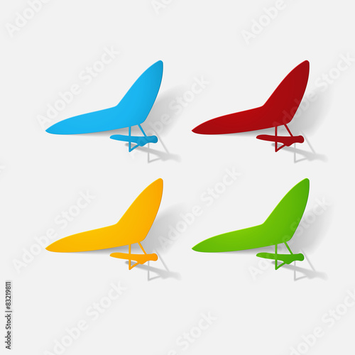 Paper clipped sticker: aircraft, glider