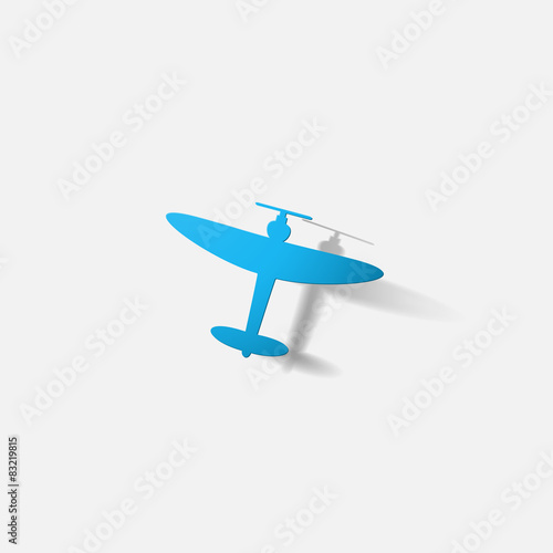 Paper clipped sticker: aircraft plane with propeller