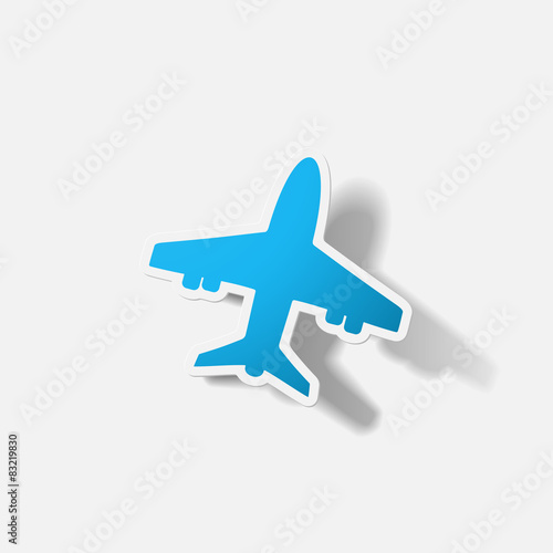 Paper clipped sticker: plane