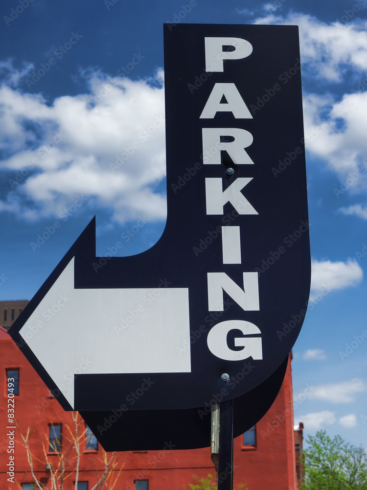 Classic Automobile Parking Sign with Arrow Classic Automobile Parking Sign with Arrow