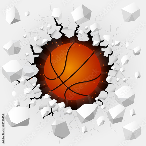 Basketball and with wall damage © artnovielysa
