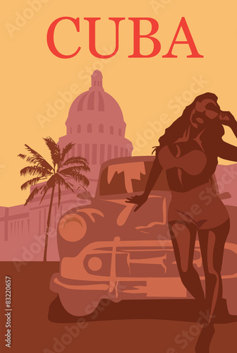 Welcome to Cuba retro poster.