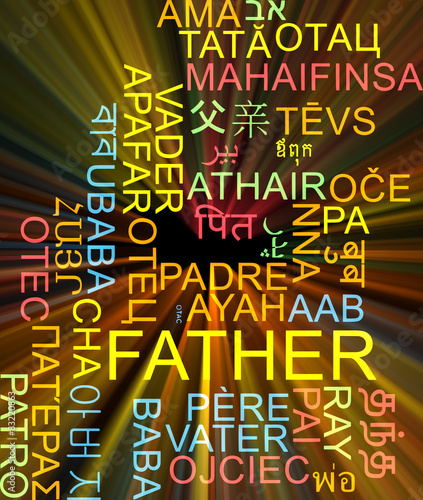 Father multilanguage wordcloud background concept glowing
