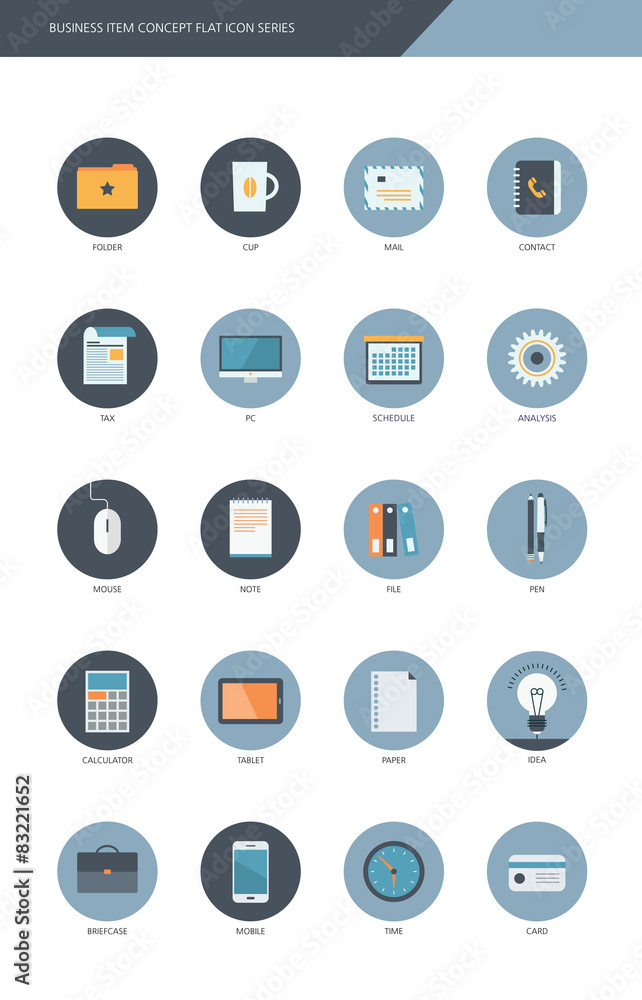 Business item flat design icon set Business item flat design icon set