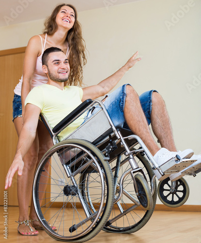 Young man on wheelchair