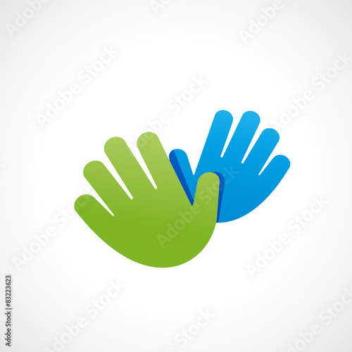 main verte et bleu