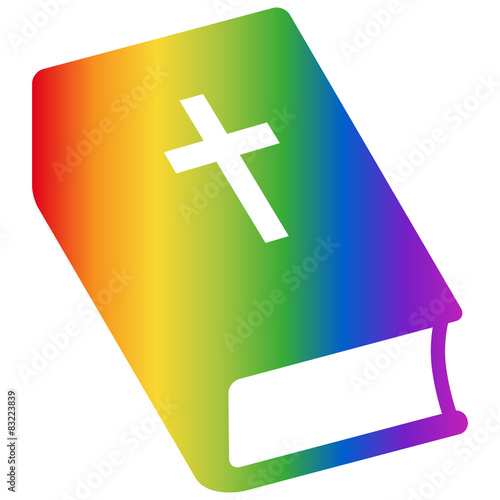 Bible, Book, Icon, Vector, Isolated, Rainbow