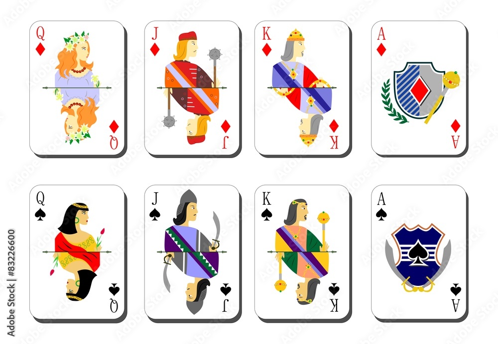 beautiful and original set of designer playing cards. Stock Vector