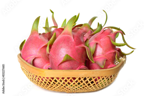 Dragon fruit in bamboo basket, Central of Thailand photo