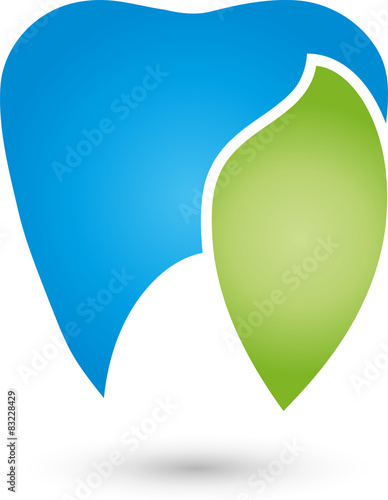 Zahn mit Blatt, Logo, Zahnarzt
