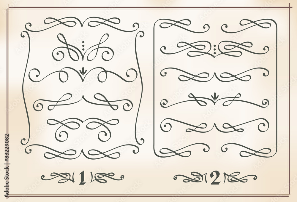 set of calligraphic design elements - obrazy, fototapety, plakaty 
