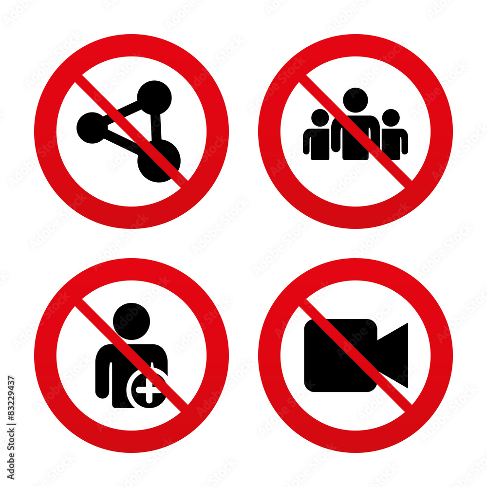 Group of people and share icons. Video camera. Group of people and share icons. Video camera.