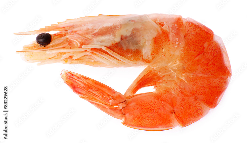 Boiled shrimp isolated on white