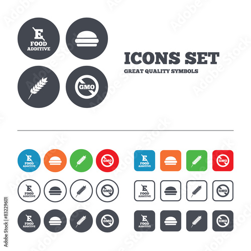 Food additive icon. Hamburger fast food sign.
