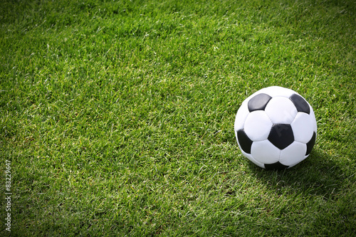 Soccer ball on green field © Africa Studio