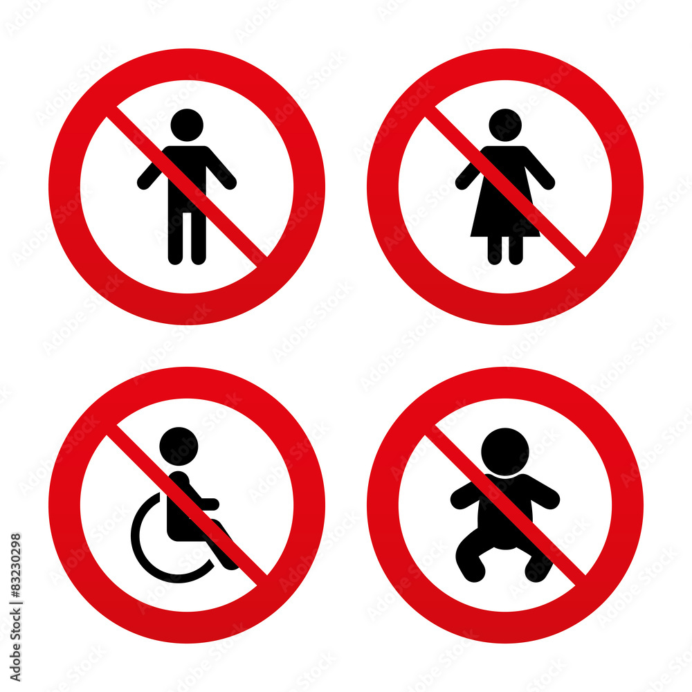 WC toilet icons. Human male or female signs. WC toilet icons. Human male or female signs.