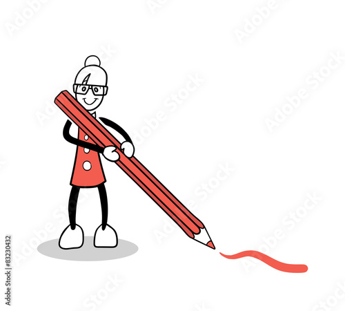 Cute cartoon drawing with pencil vector
