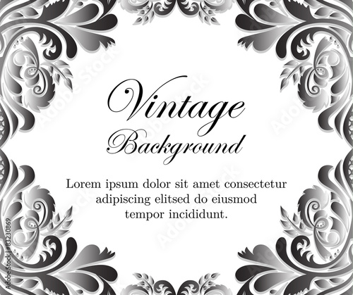 White vintage background with floral frame