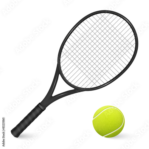Tennis racket and ball