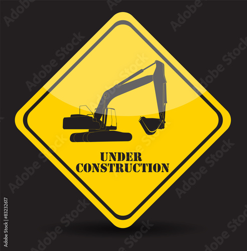 Excavator Work Under Construction. Vector Illustration Eps10