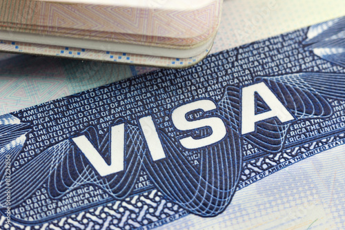 Obraz na płótnie The American Visa in a passport page (USA) w salonie