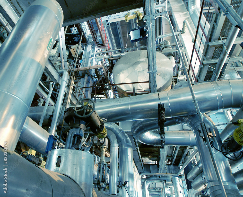 Industrial zone, Steel pipelines, valves and cables Industrial zone, Steel pipelines, valves and cables