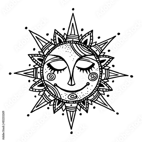 Hand drawn summer sun tribal background