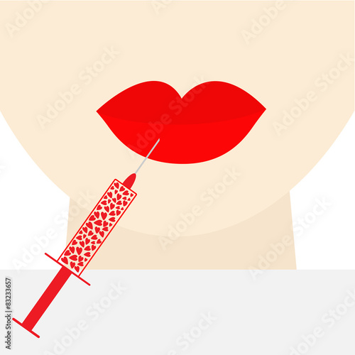 Woman face red lips Plastic surgery concept